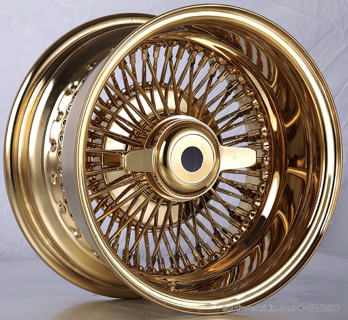 Pair of gold reverse wire wheels