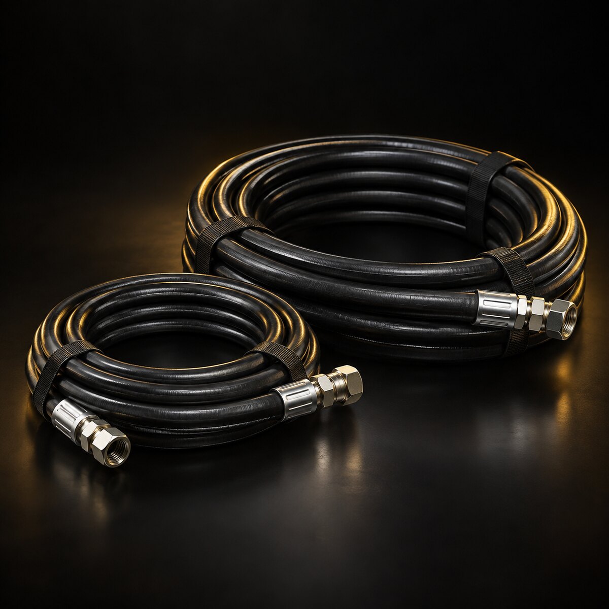 Lowrider hydraulic hoses with metal fittings
