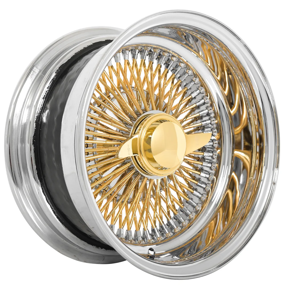 Lowrider wire wheel finish reference; confirm exact size, spoke configuration and dish with SWR