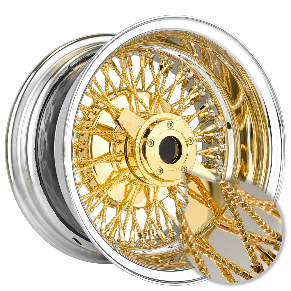 Lowrider wire wheel finish reference; confirm exact size, spoke configuration and dish with SWR