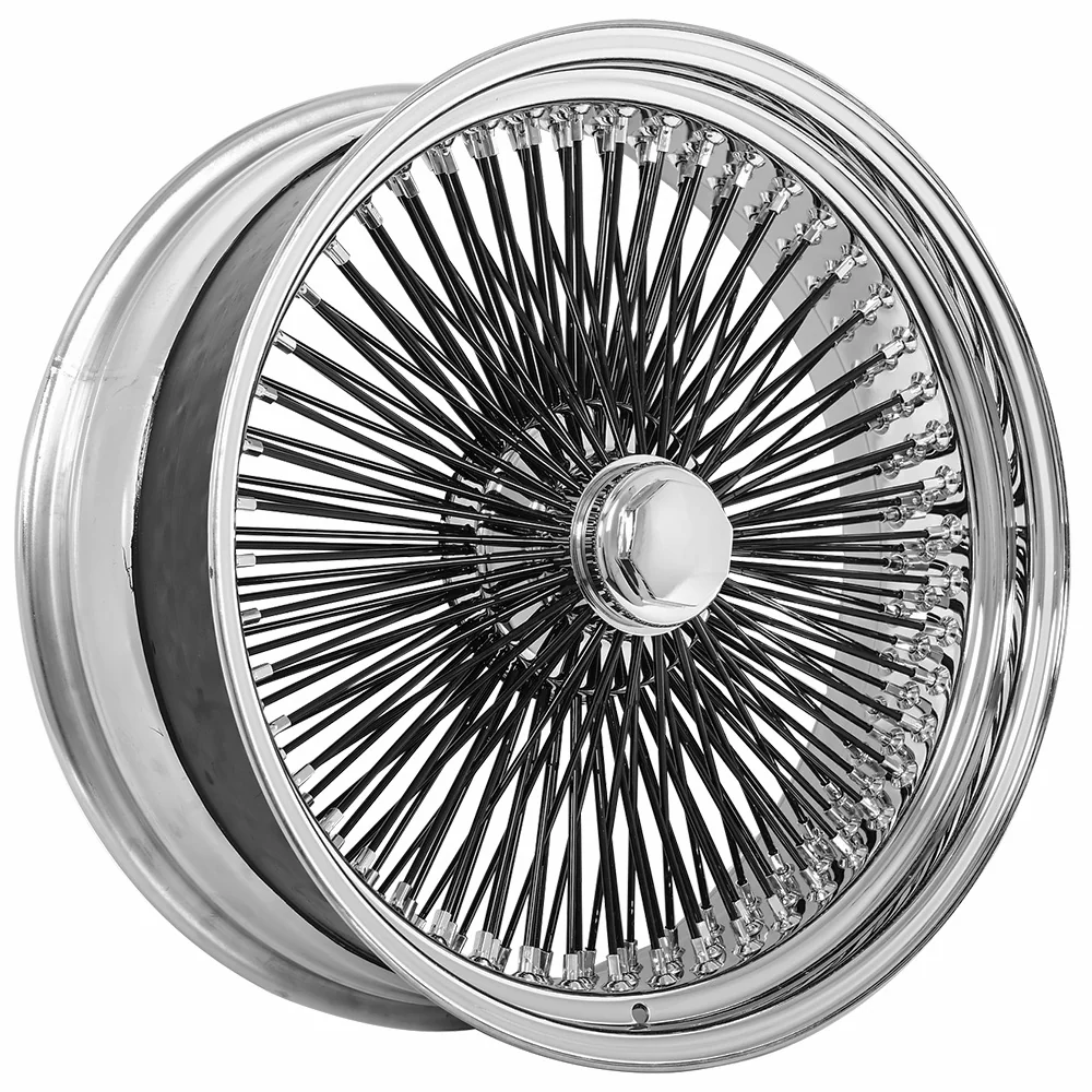 Lowrider wire wheel finish reference; confirm exact size, spoke configuration and dish with SWR