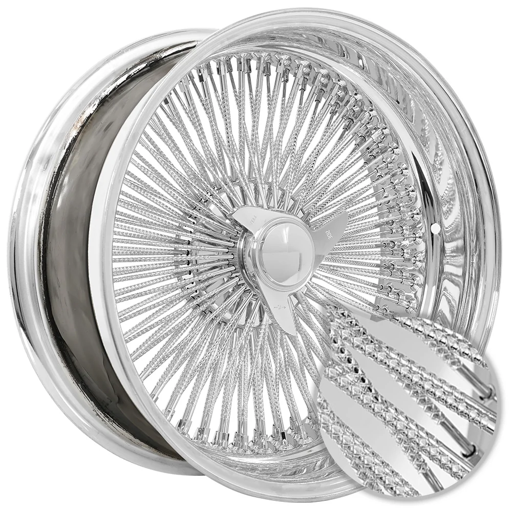 Lowrider wire wheel finish reference; confirm exact size, spoke configuration and dish with SWR