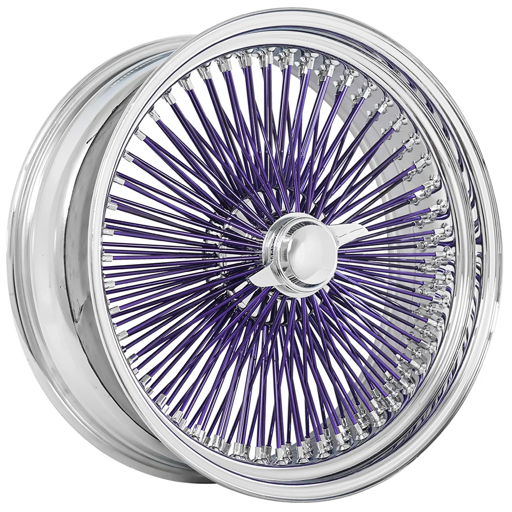 Lowrider wire wheel finish reference; confirm exact size, spoke configuration and dish with SWR