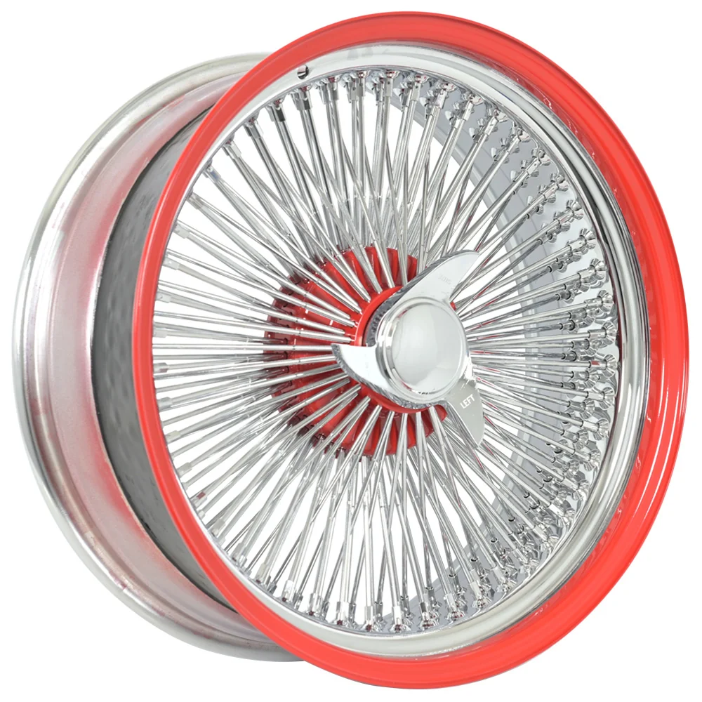 Lowrider wire wheel finish reference; confirm exact size, spoke configuration and dish with SWR