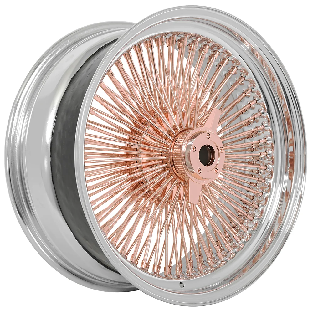 Lowrider wire wheel finish reference; confirm exact size, spoke configuration and dish with SWR