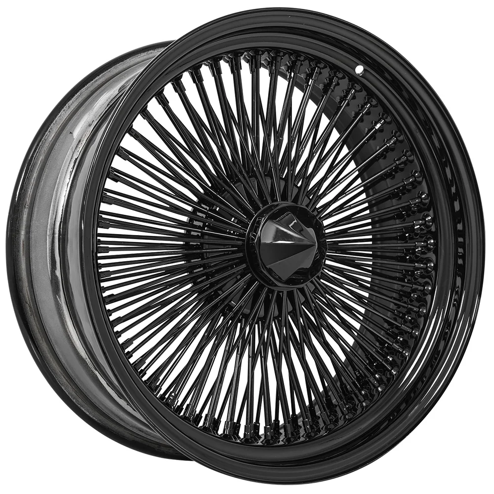 Lowrider wire wheel finish reference; confirm exact size, spoke configuration and dish with SWR