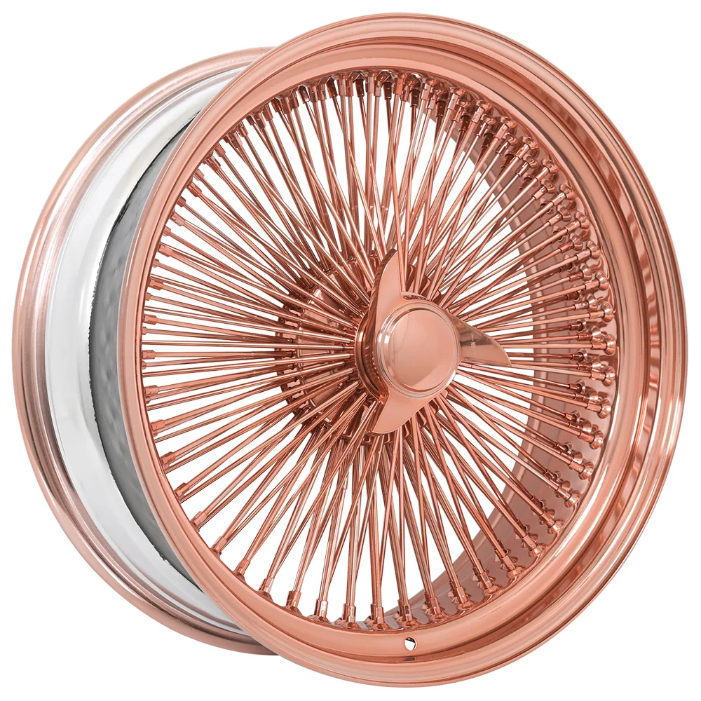 Lowrider wire wheel finish reference; confirm exact size, spoke configuration and dish with SWR