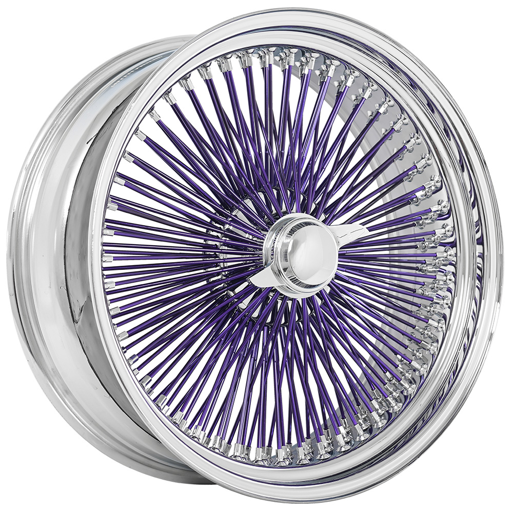 SWR Chrome with Purple Spoke straight lace wire-wheel finish reference