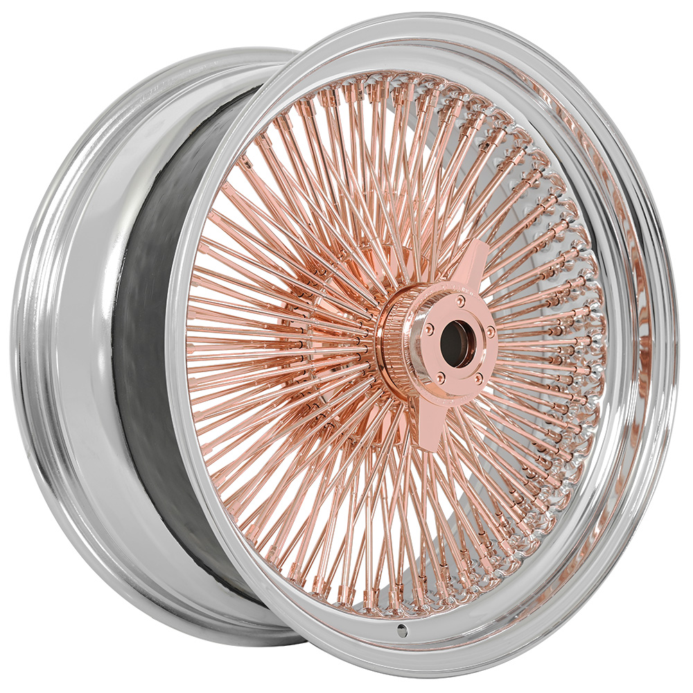 SWR Chrome with Rose Gold Center straight lace wire-wheel finish reference