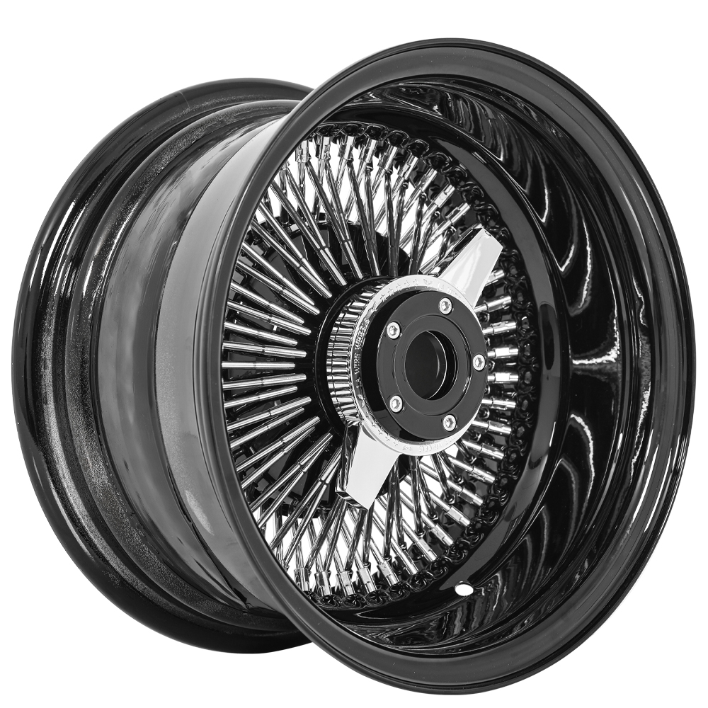 SWR Chrome with Custom Gloss Black straight lace wire-wheel finish reference