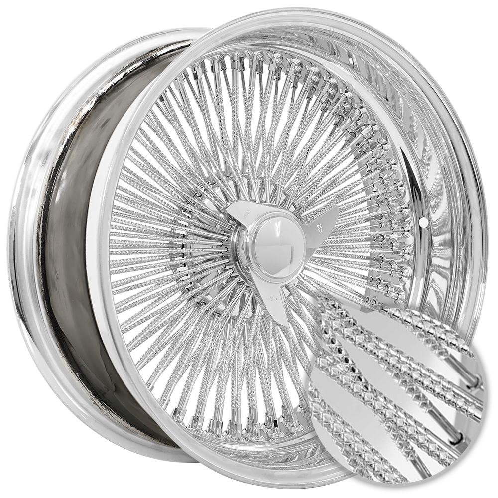 SWR Chrome with Chrome Heavy Duty Knock-Off straight lace wire-wheel finish reference