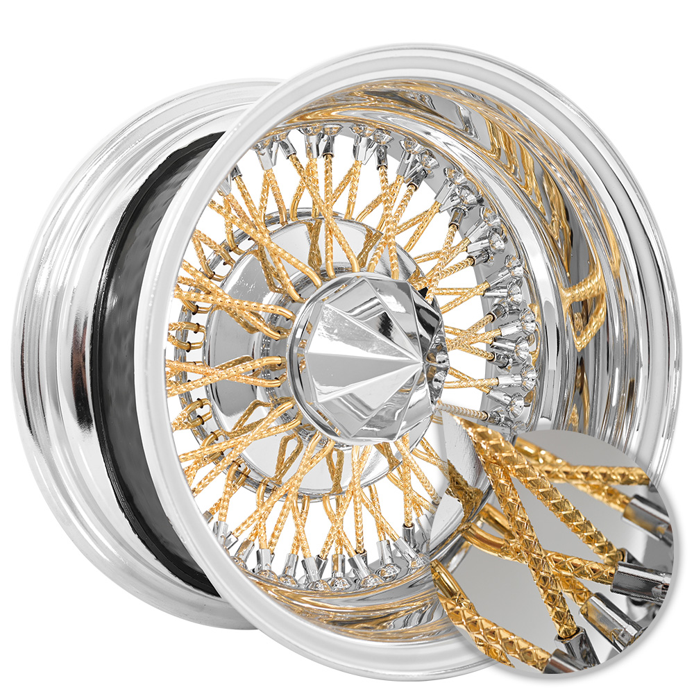SWR Chrome with American Gold Plating Spokes cross lace wire-wheel finish reference