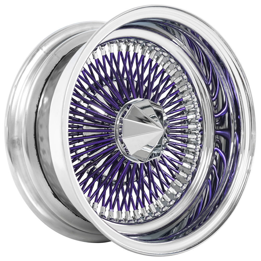 SWR Chrome with Blue Spoke straight lace wire-wheel finish reference